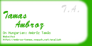 tamas ambroz business card